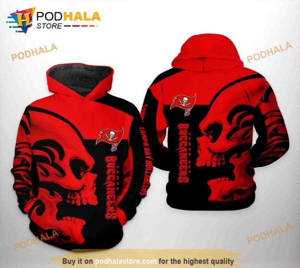 Tampa Bay Buccaneers NFL Skull 3D Hoodie Sweatshirt