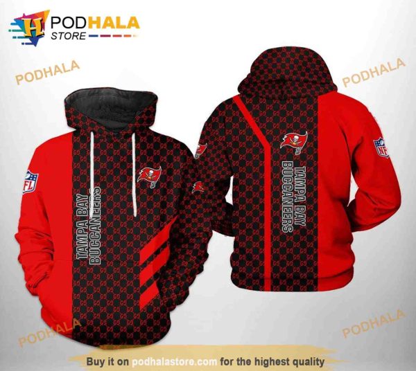 Tampa Bay Buccaneers NFL Team Pattern Mix 3D Hoodie Sweatshirt