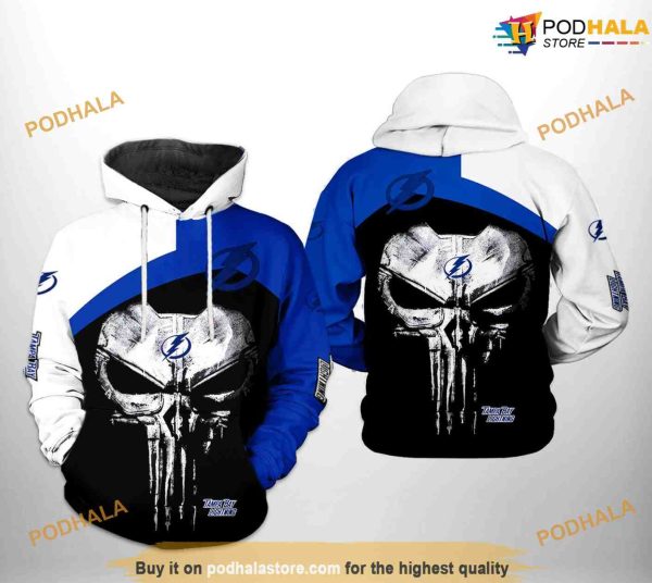 Tampa Bay Lightning NHL Skull Punisher NHL Hoodie 3D