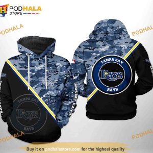 Tampa Bay Rays MLB Camo Team 3D Hoodie