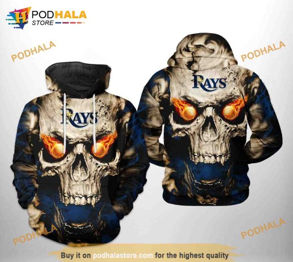 Tampa Bay Rays MLB Skull 3D Hoodie