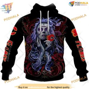 Tattoo Girl Artwork 2023 Unisex NHL Calgary Flames Hoodie 3D Sweatshirt