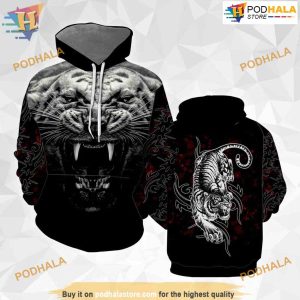 Tattoo White Tiger All Over Printed 3D Hoodie Sweatshirt