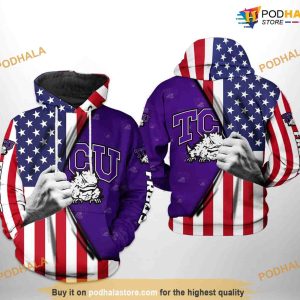 Tcu Horned Frogs US Flag NCAA 3D Hoodie