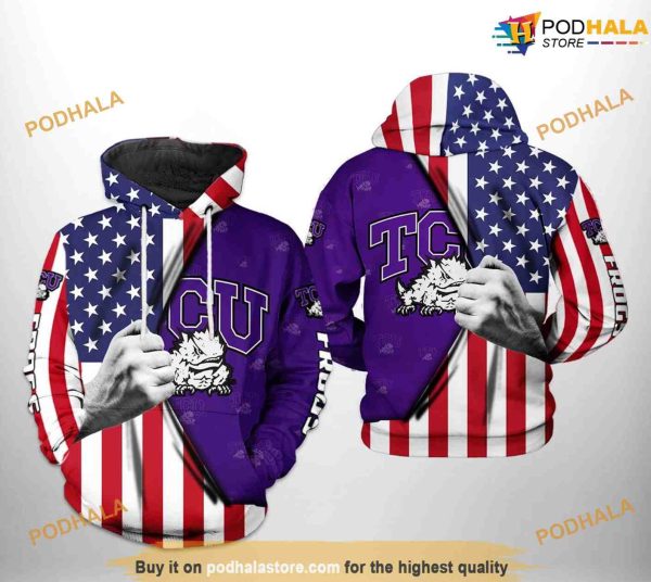 Tcu Horned Frogs US Flag NCAA 3D Hoodie