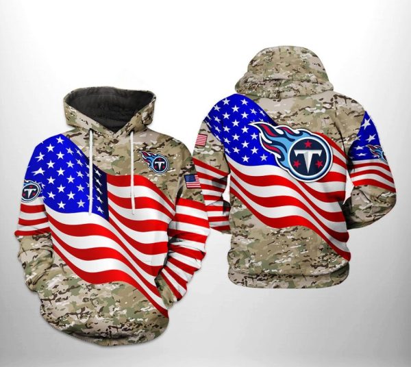 Tennessee Titans NFL US Flag Camo Veteran Team 3D Hoodie