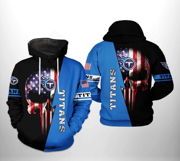 Tennessee Titans NFL US Flag Skull Team 3D Hoodie