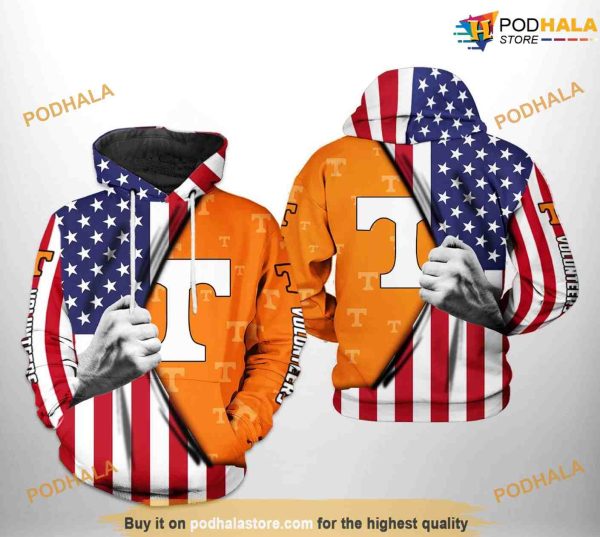 Tennessee Volunteers US Flag NCAA 3D Hoodie