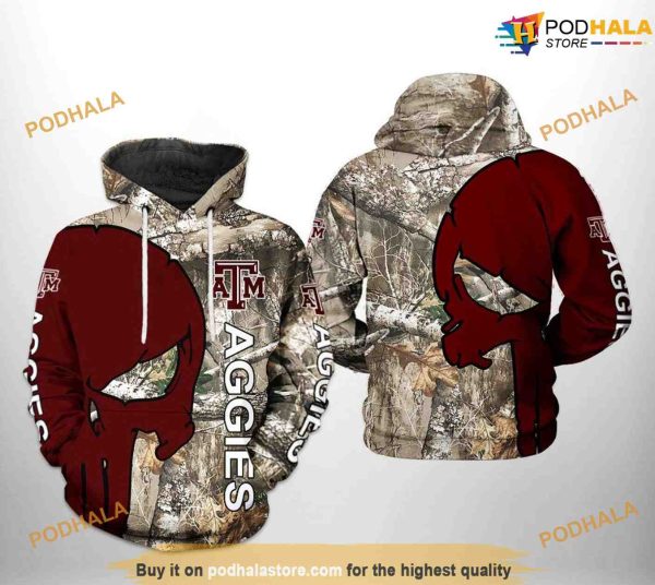 Texas A&M Aggies Camo Veteran Hunting NCAA 3D Hoodie