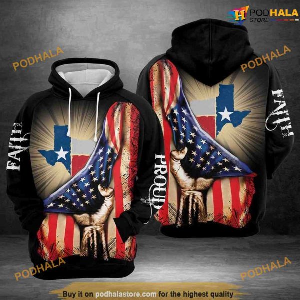 Texas Faith And Proud 3D Funny Christmas Hoodie