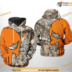 Texas Longhorns Camo Veteran Hunting NCAA 3D Hoodie