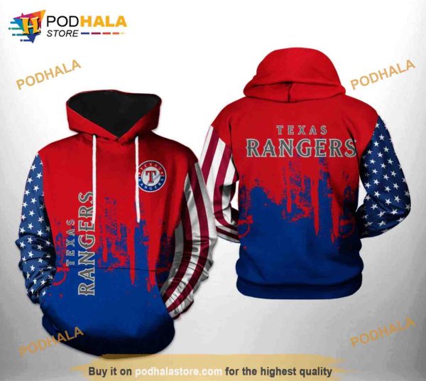 Texas Rangers MLB Team US 3D Hoodie