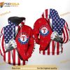 Texas Rangers MLB US Flag 3D Hoodie