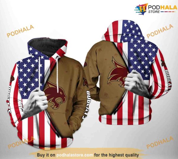 Texas State Bobcats US Flag NCAA 3D Hoodie