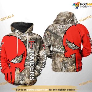 Texas Tech Red Raiders Camo Veteran Hunting NCAA 3D Hoodie