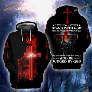 The Cross Jesus I Would Father Stand With God 3D Funny Christmas Hoodie