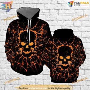 Thunder Skull Orange Cool All Over Printed 3D Hoodie Sweatshirt