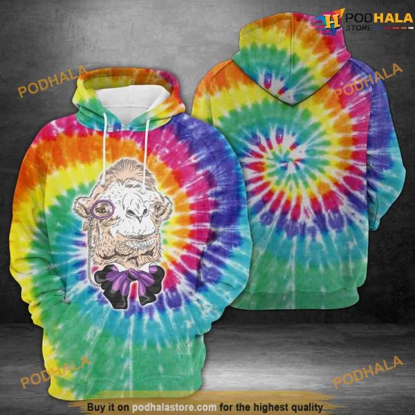 Tie Dye Hipster Camel 3D Funny Christmas Hoodie