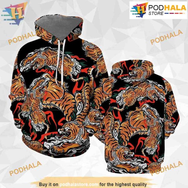 Tiger Japanese 3D Funny Hoodie Christmas