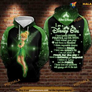 Tinker Bell I Am Disney Girl Green Over Print 3D Funny Christmas Hoodie