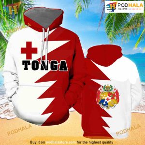 Tonga Flag Red All Over Printed 3D Hoodie Sweatshirt