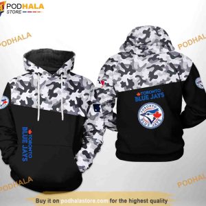 Toronto Blue Jays MLB Camo Veteran 3D Hoodie