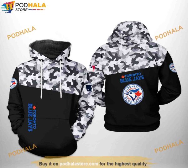 Toronto Blue Jays MLB Camo Veteran 3D Hoodie