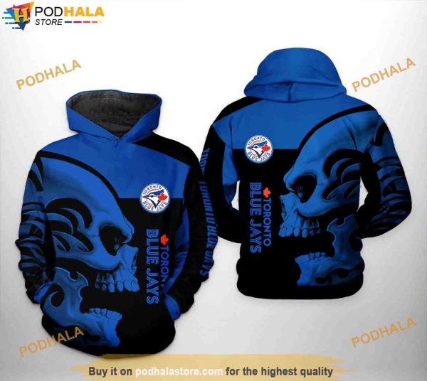 Toronto Blue Jays MLB Skull 3D Hoodie