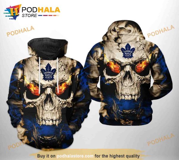 Toronto Maple Leafs NHL Skull 3D Hoodie Sweatshirt