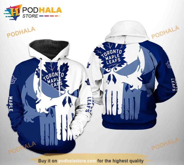 Toronto Maple Leafs NHL Team Skull 3D Hoodie Sweatshirt