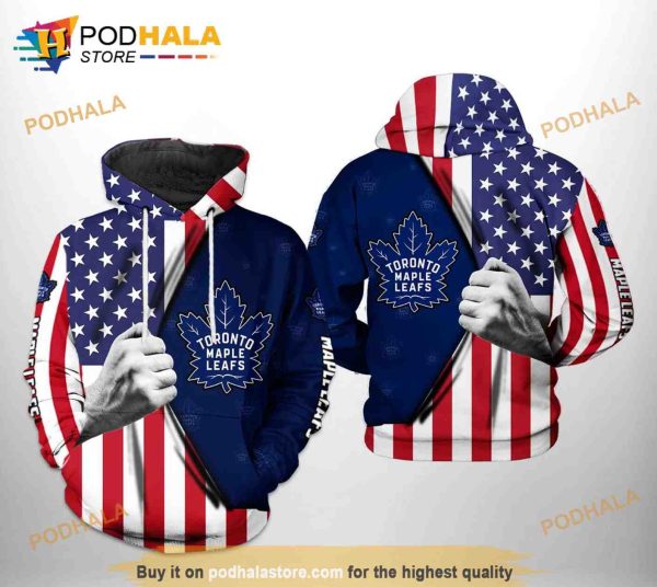 Toronto Maple Leafs NHL US FLag 3D Hoodie Sweatshirt