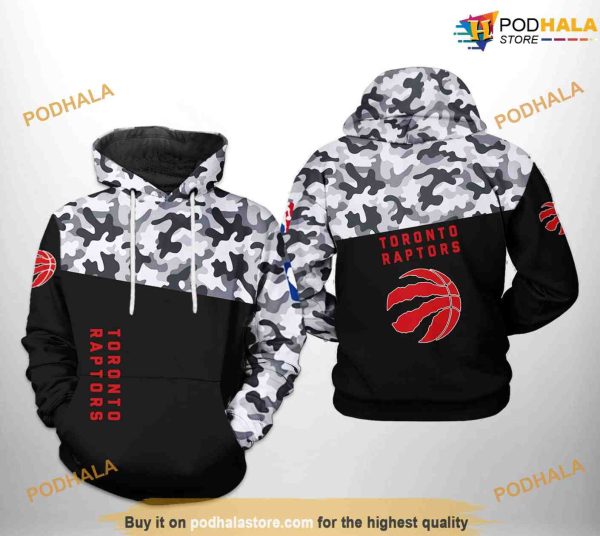 Toronto Raptors NBA Camo Veteran Team NBA Hoodie 3D