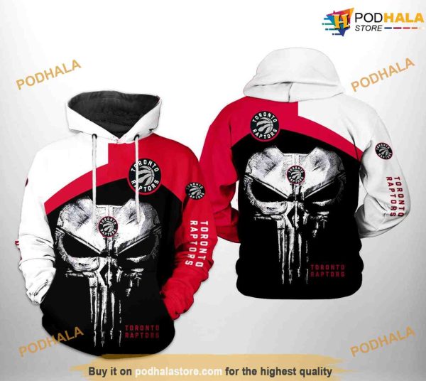 Toronto Raptors NBA Skull Punisher Team NBA Hoodie 3D