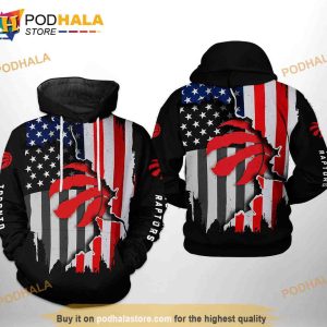 Toronto Raptors NBA US Flag Team 3D Hoodie