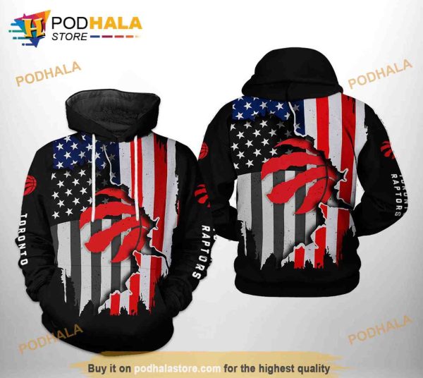 Toronto Raptors NBA US Flag Team 3D Hoodie