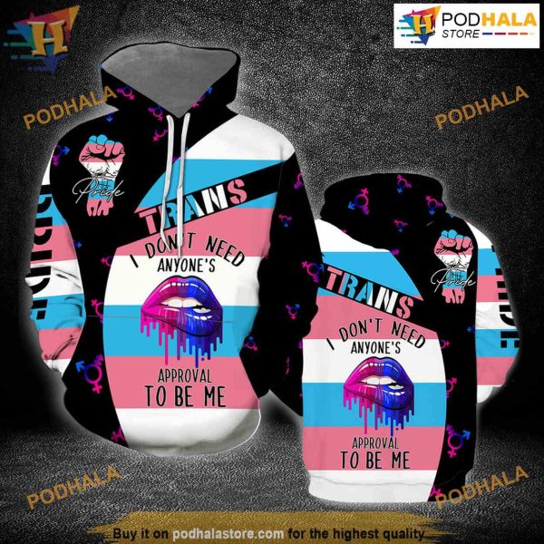 Trans Pride Sexy Lips All Over Printed 3D Hoodie Sweatshirt