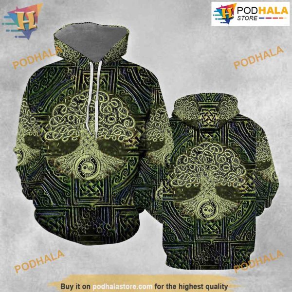 Tree of Life Celtic St Patrick Day All Over Printed 3D Hoodie Sweatshirt