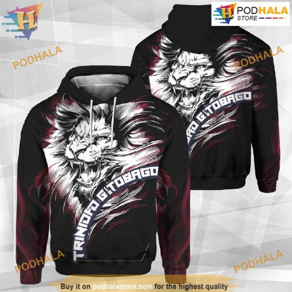 Trinidad And Tobago Lion Black All Over Printed 3D Hoodie Sweatshirt