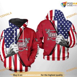 Troy Trojans US Flag NCAA 3D Hoodie