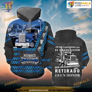 Trucker All Over Printed 3D Hoodie Sweatshirt