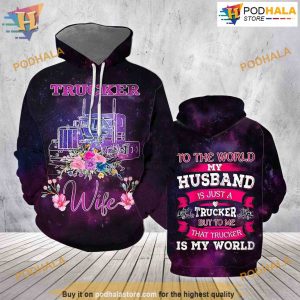 Trucker Wife Purple All Over Printed 3D Hoodie Sweatshirt