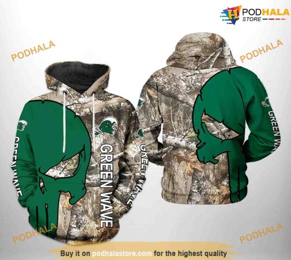 Tulane Green Wave Camo Veteran Hunting NCAA 3D Hoodie