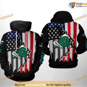 Tulane Green Wave US Flag NCAA 3D Hoodie