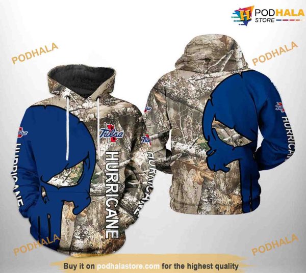 Tulsa Golden Hurricane Camo Veteran Hunting NCAA 3D Hoodie