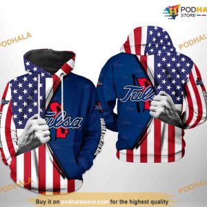 Tulsa Golden Hurricane US Flag NCAA 3D Hoodie