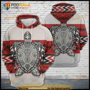 Turtle Zentangle Native Pattern 3D Hoodie