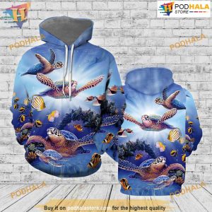 Turtles All Over Printed 3D Hoodie Sweatshirt