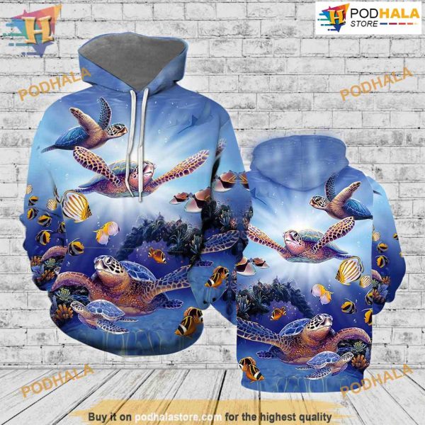 Turtles All Over Printed 3D Hoodie Sweatshirt