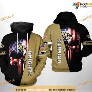 UCF Knights US Flag Skull NCAA 3D Hoodie