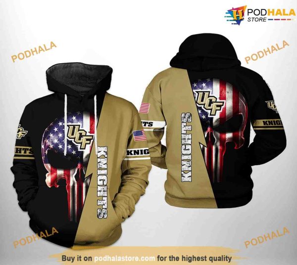 UCF Knights US Flag Skull NCAA 3D Hoodie